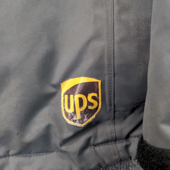 UPS Uniform Coat Mens Size M Gray Full Zip Pockets Clique Graphic Logo - Picture 7 of 16